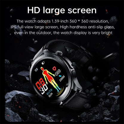 E420 1.39 inch Color Screen Smart Watch,Leather Strap,Support Heart Rate Monitoring / Blood Pressure Monitoring(Black) - Smart Wear by buy2fix | Online Shopping UK | buy2fix