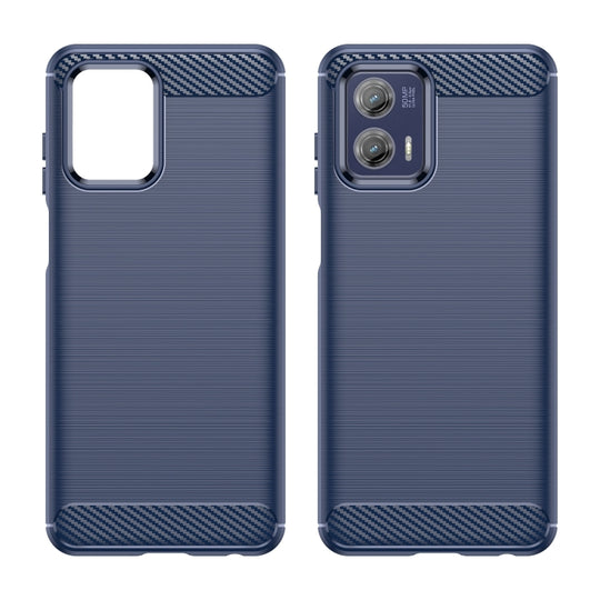 For Motorola Moto G73 Brushed Texture Carbon Fiber TPU Phone Case(Blue)