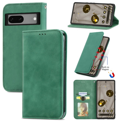 For Google Pixel 7A Retro Skin Feel Magnetic Flip Leather Phone Case(Green) - Google Cases by buy2fix | Online Shopping UK | buy2fix