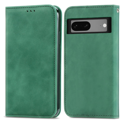 For Google Pixel 7A Retro Skin Feel Magnetic Flip Leather Phone Case(Green) - Google Cases by buy2fix | Online Shopping UK | buy2fix