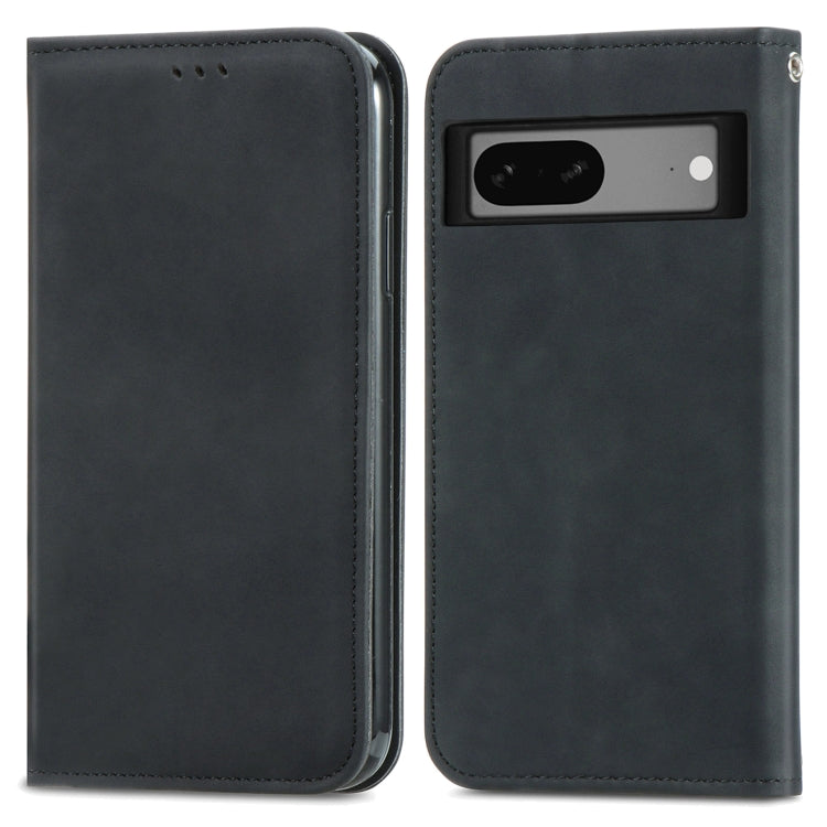 For Google Pixel 7A Retro Skin Feel Magnetic Flip Leather Phone Case(Black) - Google Cases by buy2fix | Online Shopping UK | buy2fix