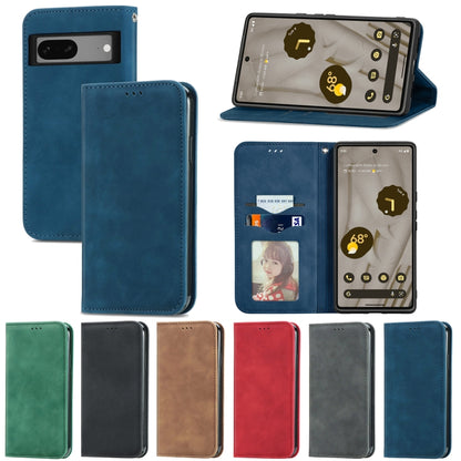 For Google Pixel 7A Retro Skin Feel Magnetic Flip Leather Phone Case(Gray) - Google Cases by buy2fix | Online Shopping UK | buy2fix