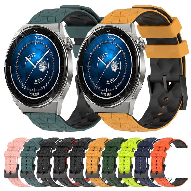 For Huawei Watch GT3 Pro 46mm 22mm Football Pattern Two-Color Silicone Watch Band(Armygreen+Black) by buy2fix
