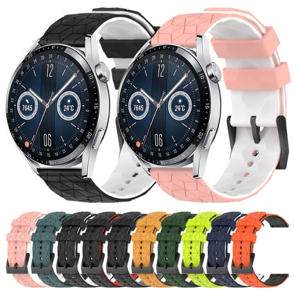 For Huawei Watch GT3 46mm 22mm Football Pattern Two-Color Silicone Watch Band(Midnight Blue + White) by buy2fix