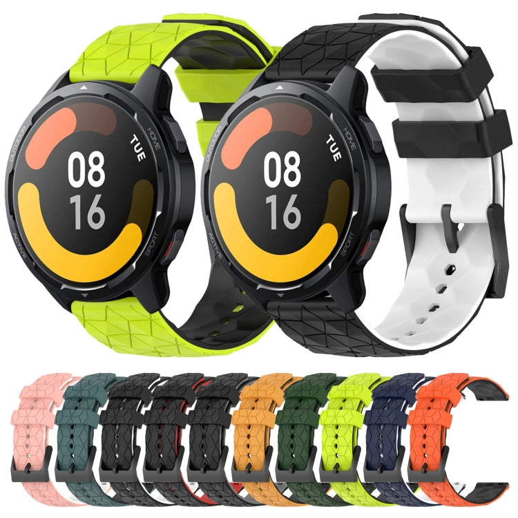 For Xiaomi MI Watch S1 Active 22mm Football Pattern Two-Color Silicone Watch Band(Black+Grey) by buy2fix