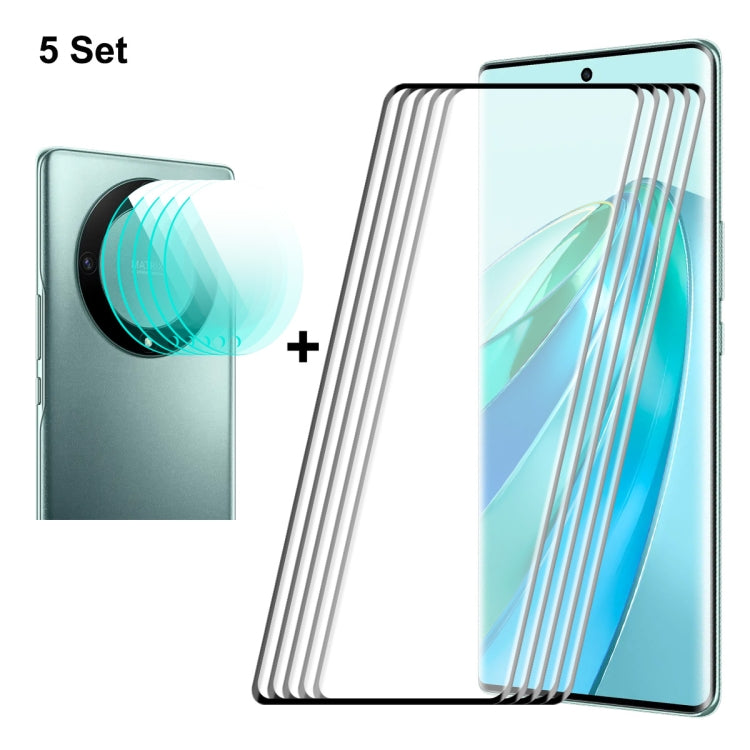 For Honor X9A / Magic5 Lite 5pcs ENKAY 0.26mm 3D Hot Bending Tempered Glass Full Film with Lens Film - Honor Tempered Glass by ENKAY | Online Shopping UK | buy2fix