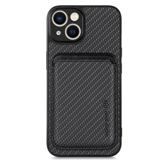 For iPhone 13 Carbon Fiber Leather Card Magsafe Magnetic Phone Case(Black) - iPhone 13 Cases by buy2fix | Online Shopping UK | buy2fix