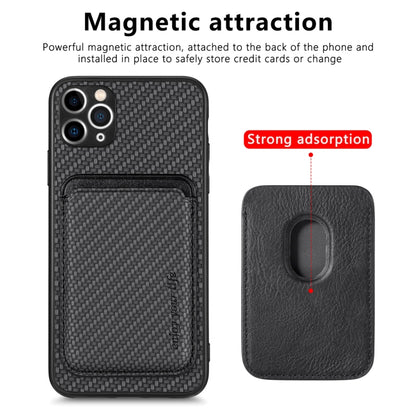 For iPhone 11 Carbon Fiber Leather Card Magsafe Magnetic Phone Case(Black) - iPhone 11 Pro Cases by buy2fix | Online Shopping UK | buy2fix