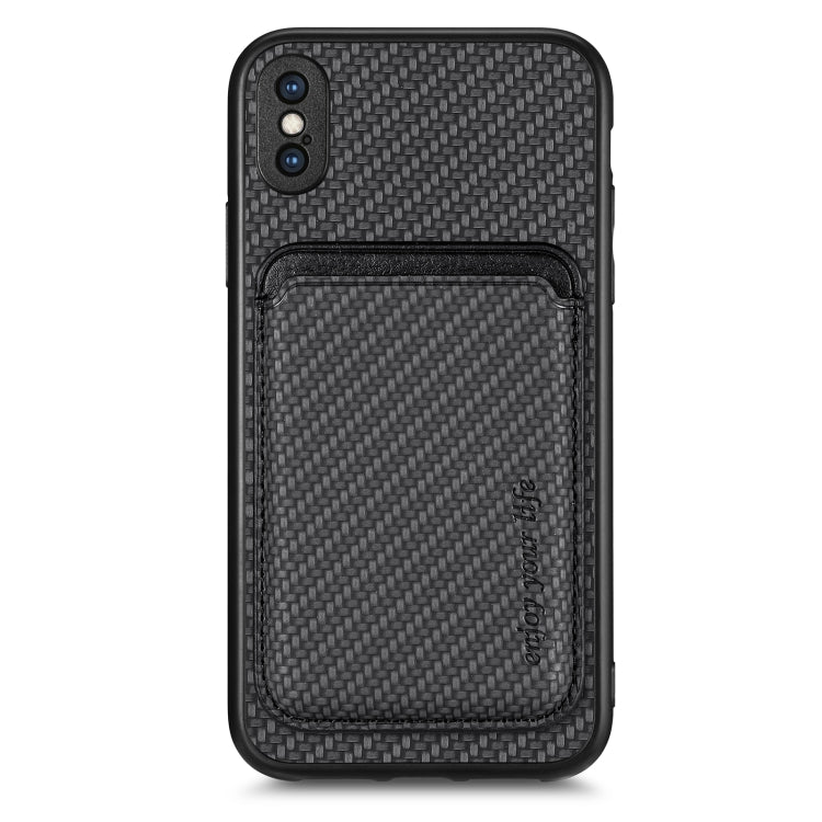 For iPhone X / XS Carbon Fiber Leather Card Magsafe Magnetic Phone Case(Black) - More iPhone Cases by buy2fix | Online Shopping UK | buy2fix