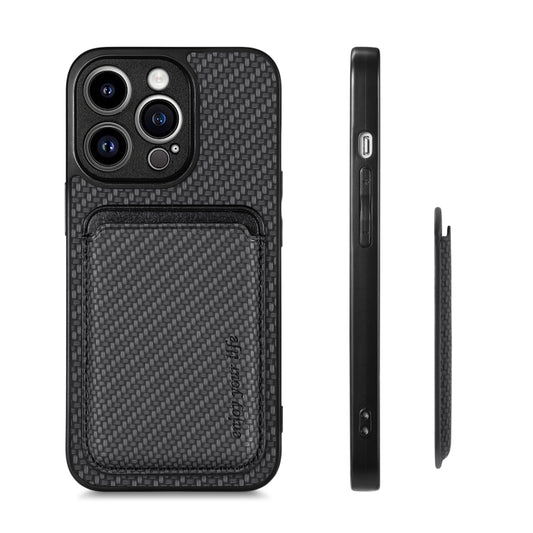 For iPhone 13 Pro Max Carbon Fiber Leather Card Magsafe Magnetic Phone Case(Black) by buy2fix