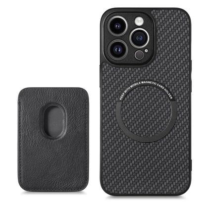 For iPhone 13 Pro Max Carbon Fiber Leather Card Magsafe Magnetic Phone Case(Black) - iPhone 13 Pro Max Cases by buy2fix | Online Shopping UK | buy2fix