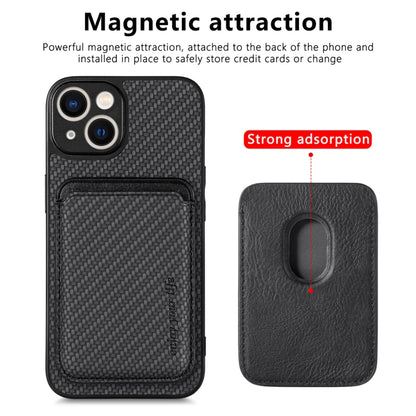 For iPhone 14 Carbon Fiber Leather Card Magsafe Magnetic Phone Case(Black) - iPhone 14 Cases by buy2fix | Online Shopping UK | buy2fix