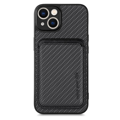 For iPhone 14 Pro Max Carbon Fiber Leather Card Magsafe Magnetic Phone Case(Black) - iPhone 14 Pro Max Cases by buy2fix | Online Shopping UK | buy2fix