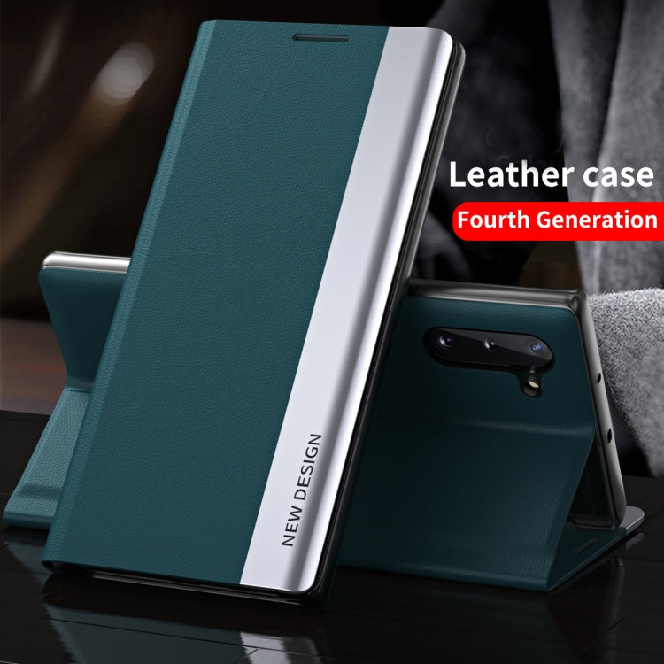For Xiaomi Redmi 12C Side Electroplated Adsorption Leather Phone Case(Green) - Xiaomi Cases by buy2fix | Online Shopping UK | buy2fix
