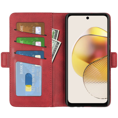 For Motorola Moto G73 Dual-side Magnetic Buckle Horizontal Flip Leather Phone Case(Red) - Motorola Cases by buy2fix | Online Shopping UK | buy2fix