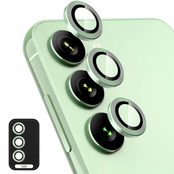 For Samsung Galaxy A24 ENKAY Hat-Prince 9H Rear Camera Lens Aluminium Alloy Ring Tempered Glass Film (Light Green) by ENKAY