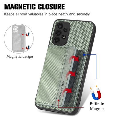 For Samsung Galaxy A13 4G Carbon Fiber Magnetic Card Wallet Bag Phone Case(Green) by buy2fix