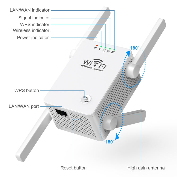 U8 300Mbps Wireless WiFi Repeater Extender Router Wi-Fi Signal Amplifier WiFi Booster(US Plug) -  by buy2fix | Online Shopping UK | buy2fix