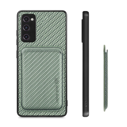 For Samsung Galaxy S21 FE 5G Carbon Fiber Leather Card Magsafe Magnetic Phone Case(Green) by buy2fix