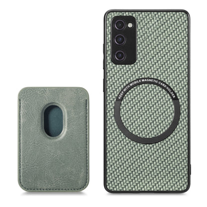 For Samsung Galaxy S21 FE 5G Carbon Fiber Leather Card Magsafe Magnetic Phone Case(Green) by buy2fix