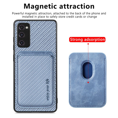 For Samsung Galaxy S20 FE Carbon Fiber Leather Card Magsafe Magnetic Phone Case(Blue) by buy2fix