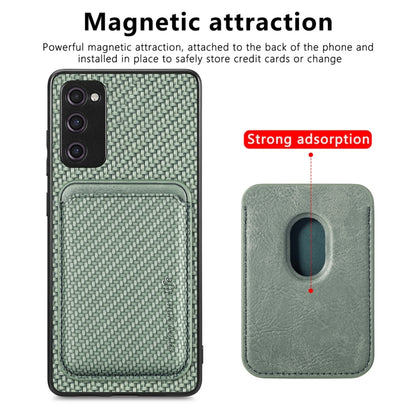 For Samsung Galaxy S20 FE Carbon Fiber Leather Card Magsafe Magnetic Phone Case(Green) by buy2fix