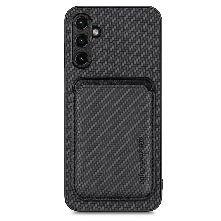 For Samsung Galaxy A14 5G Carbon Fiber Leather Card Magsafe Magnetic Phone Case(Black) by buy2fix