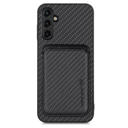 For Samsung Galaxy A14 5G Carbon Fiber Leather Card Magsafe Magnetic Phone Case(Black) by buy2fix