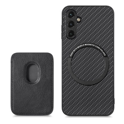 For Samsung Galaxy A14 5G Carbon Fiber Leather Card Magsafe Magnetic Phone Case(Black) by buy2fix