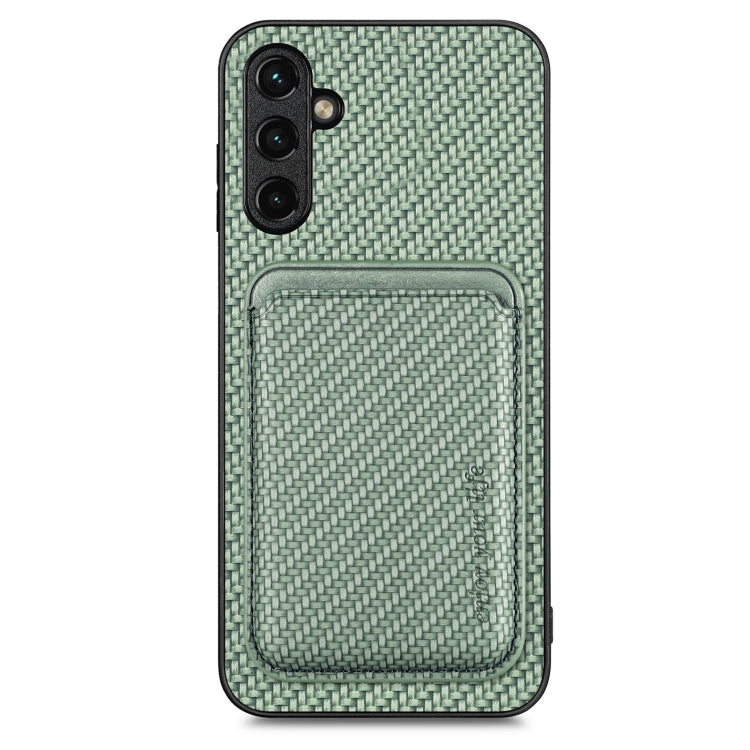 For Samsung Galaxy A14 5G Carbon Fiber Leather Card Magsafe Magnetic Phone Case(Green) - Galaxy Phone Cases by buy2fix | Online Shopping UK | buy2fix