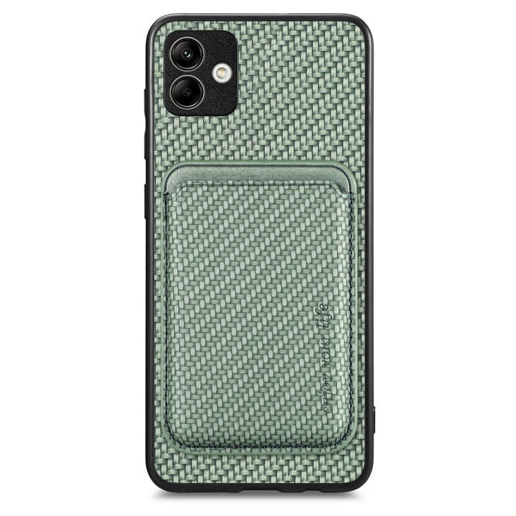 For Samsung Galaxy A04 4G Carbon Fiber Leather Card Magsafe Magnetic Phone Case(Green) by buy2fix