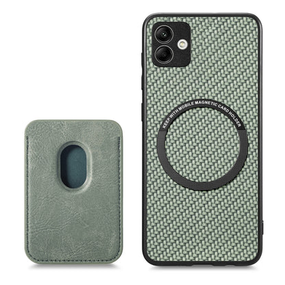 For Samsung Galaxy A04 4G Carbon Fiber Leather Card Magsafe Magnetic Phone Case(Green) by buy2fix