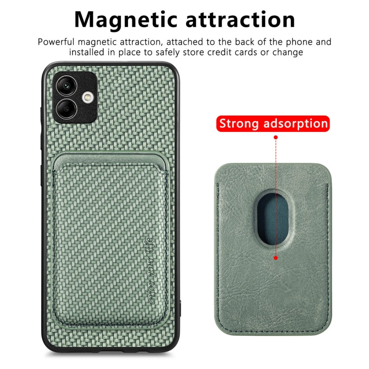For Samsung Galaxy A04 4G Carbon Fiber Leather Card Magsafe Magnetic Phone Case(Green) by buy2fix