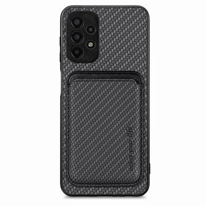 For Samsung Galaxy A13 4G Carbon Fiber Leather Card Magsafe Magnetic Phone Case(Black) by buy2fix