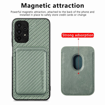 For Samsung Galaxy A13 4G Carbon Fiber Leather Card Magsafe Magnetic Phone Case(Green) by buy2fix