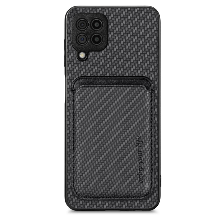 For Samsung Galaxy A22 4G Carbon Fiber Leather Card Magsafe Magnetic Phone Case(Black) - Galaxy Phone Cases by buy2fix | Online Shopping UK | buy2fix