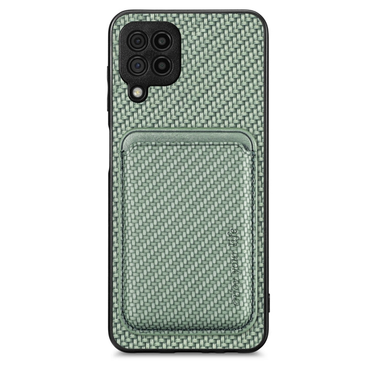 For Samsung Galaxy A22 4G Carbon Fiber Leather Card Magsafe Magnetic Phone Case(Green) by buy2fix
