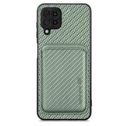 For Samsung Galaxy A22 4G Carbon Fiber Leather Card Magsafe Magnetic Phone Case(Green) by buy2fix