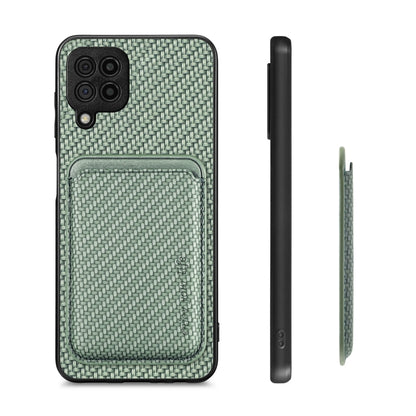For Samsung Galaxy A22 4G Carbon Fiber Leather Card Magsafe Magnetic Phone Case(Green) by buy2fix