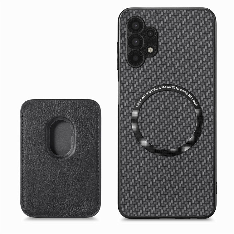 For Samsung Galaxy A32 5G Carbon Fiber Leather Card Magsafe Magnetic Phone Case(Black) by buy2fix