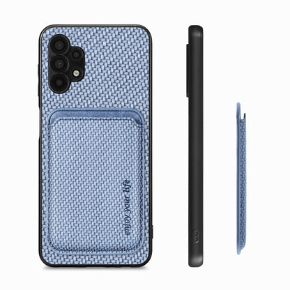 For Samsung Galaxy A32 5G Carbon Fiber Leather Card Magsafe Magnetic Phone Case(Blue) by buy2fix