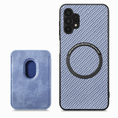 For Samsung Galaxy A32 5G Carbon Fiber Leather Card Magsafe Magnetic Phone Case(Blue) by buy2fix