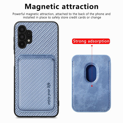 For Samsung Galaxy A32 5G Carbon Fiber Leather Card Magsafe Magnetic Phone Case(Blue) by buy2fix