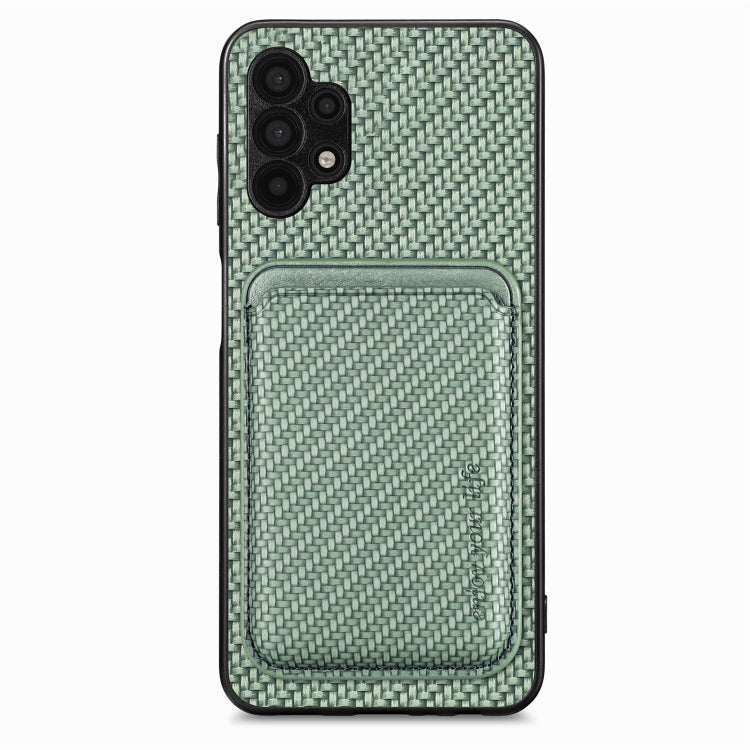 For Samsung Galaxy A32 5G Carbon Fiber Leather Card Magsafe Magnetic Phone Case(Green) by buy2fix
