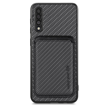 For Samsung Galaxy A50 Carbon Fiber Leather Card Magsafe Magnetic Phone Case(Black) by buy2fix