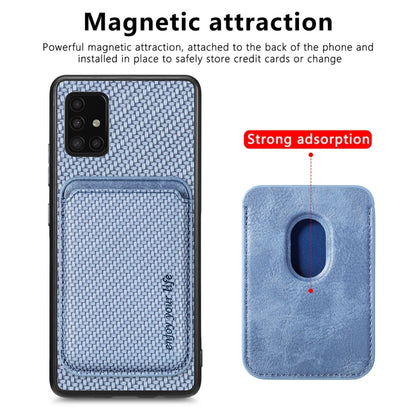 For Samsung Galaxy A51 5G Carbon Fiber Leather Card Magsafe Magnetic Phone Case(Blue) by buy2fix