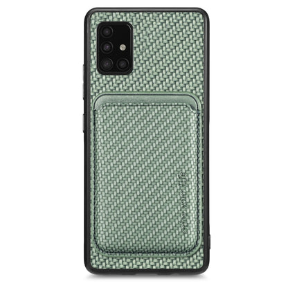 For Samsung Galaxy A51 5G Carbon Fiber Leather Card Magsafe Magnetic Phone Case(Green) by buy2fix