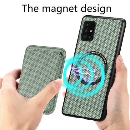 For Samsung Galaxy A51 5G Carbon Fiber Leather Card Magsafe Magnetic Phone Case(Green) by buy2fix