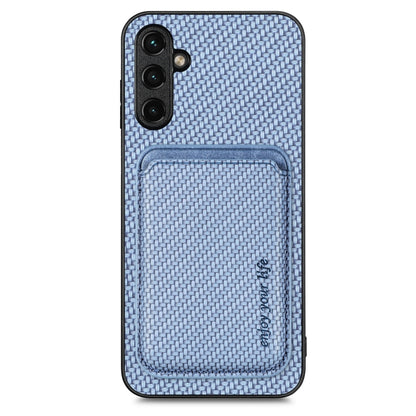 For Samsung Galaxy A34 5G Carbon Fiber Leather Card Magsafe Magnetic Phone Case(Blue) by buy2fix