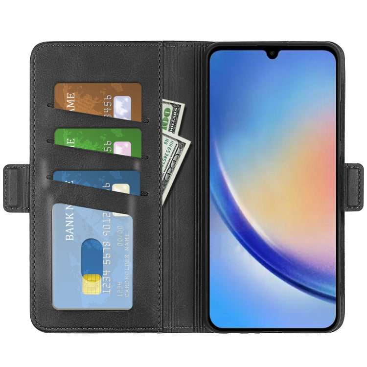 For Samsung Galaxy A34 Dual-side Magnetic Buckle Horizontal Flip Leather Phone Case(Black) - Galaxy Phone Cases by buy2fix | Online Shopping UK | buy2fix